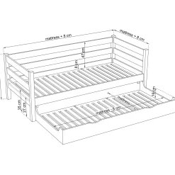 Dębowe łóżko sofa z szufladą na materac N01