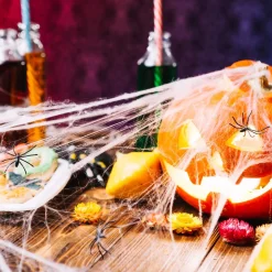 Dekoracja na Halloween pajęczyna z 2 pająkami sieć 3,5 m
