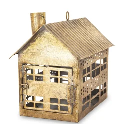 Dekoracja - metalowy domek 21,5x24,5x15 cm MUOYA z szerokimi drzwiczkami