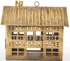 Dekoracja - metalowy domek 21,5x24,5x15 cm MUOYA z szerokimi drzwiczkami
