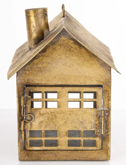 Dekoracja - metalowy domek 21,5x24,5x15 cm MUOYA z szerokimi drzwiczkami