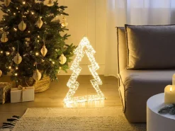 Dekoracja świąteczna metalowa choinka srebrna LED