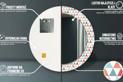 Dekoracyjne lustro Ścienne fi60 OkrągłeGeometryczny wzór