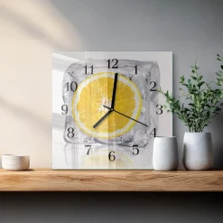 Dekoracyjny zegar 30x30 Lody Pomarańczowe cichy mechanizm salon