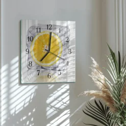 Dekoracyjny zegar 30x30 Lody Pomarańczowe cichy mechanizm salon