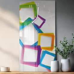 Designerski zegar 30x60 Kolorowe Prostokąty dekoracyjny na ścianę