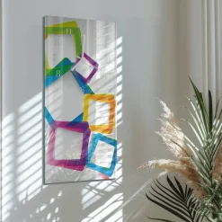 Designerski zegar 30x60 Kolorowe Prostokąty dekoracyjny na ścianę