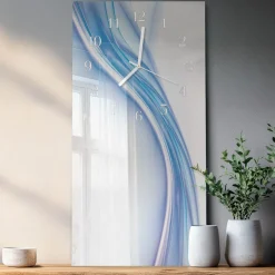 Designerski zegar 30x60 Niebieska Abstrakcja dekoracyjny do salonu
