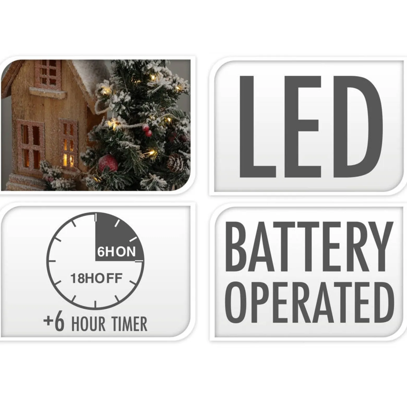 Domek bożonarodzeniowy z choinką, LED, 44 cm