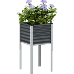 Donica Ogrodowa Stalowa Szara Doniczka 45x45x88 cm