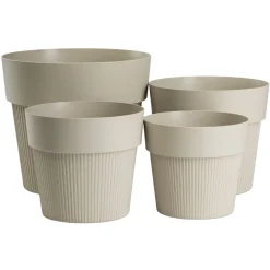 Donica plastikowa SILVA LINE beżowa okrągła do domu 13,2 cm