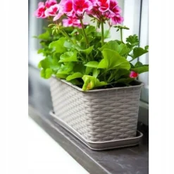 Doniczka balkonowa rattanowa karmelowa 40 cm