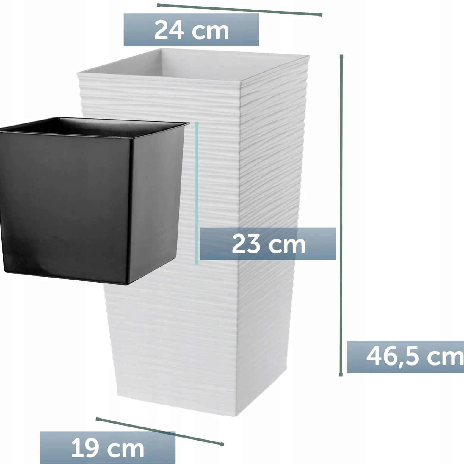 Doniczka Donica z Wkładem Na Kwiaty 47 cm Kolory
