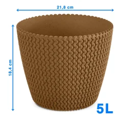 Doniczka Osłonka Domowa 21,8 Cm Na Stół Parapet Do Domu Brązowa