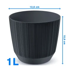 Doniczka Osłonka Domowa 12,6 Cm Ryfo Na Stół Parapet Do Domu Antracytowa