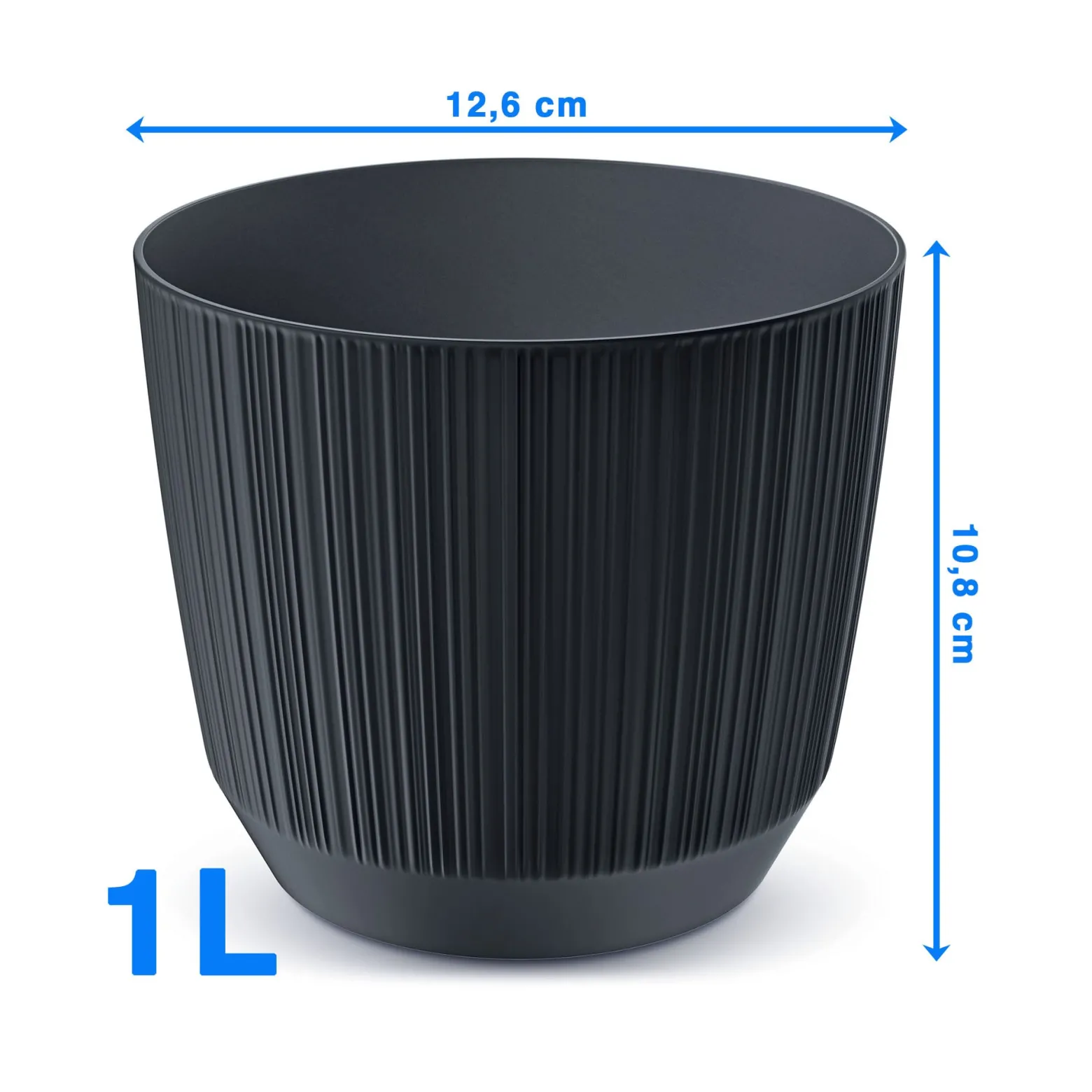Doniczka Osłonka Domowa 12,6 Cm Ryfo Na Stół Parapet Do Domu Antracytowa