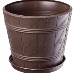 Doniczka Osłonka z Podstawką Donica Brązowa 30cm