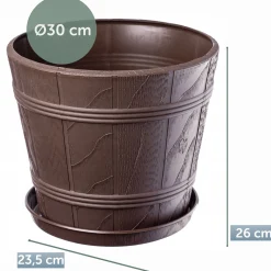 Doniczka Osłonka z Podstawką Donica Brązowa 30cm