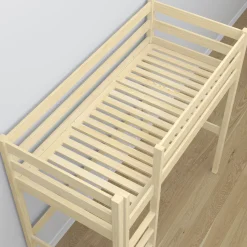 Drewniane łóżko na antresoli z biurkiem N05