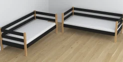 Drewniane łóżko piętrowe z szufladą na materac N01