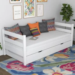 Drewniane łóżko sofa z szufladą na materac N01