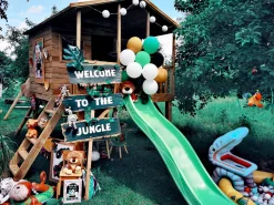 Drewniany Domek dla Dzieci Gucio z Huśtawką Plac Zabaw Ogród
