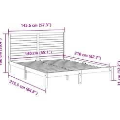 Dłuższe łóżko bez materaca lite drewno 140x210 cm