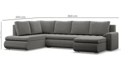 Duży narożnik U, lewostronny, BOSCO, sztruks, 300cm, oliwkowy | TYLETEGOTU