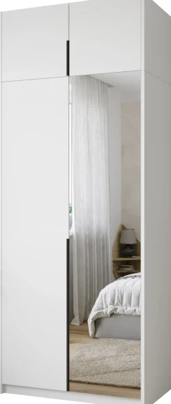 Dwudrzwiowa biała szafa uchylna z lustrem 100 cm ASAN