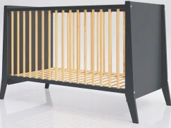 Łóżeczko niemowlęce Cosmo antracyt/sosna 120x60 gryzaki drewno norma UE