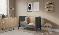 Łóżeczko niemowlęce Cosmo antracyt/sosna 120x60 gryzaki drewno norma UE