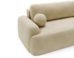 Elegancki beżowy narożnik CLOUDY prawy w tkaninie welurowej z obłym bokiem