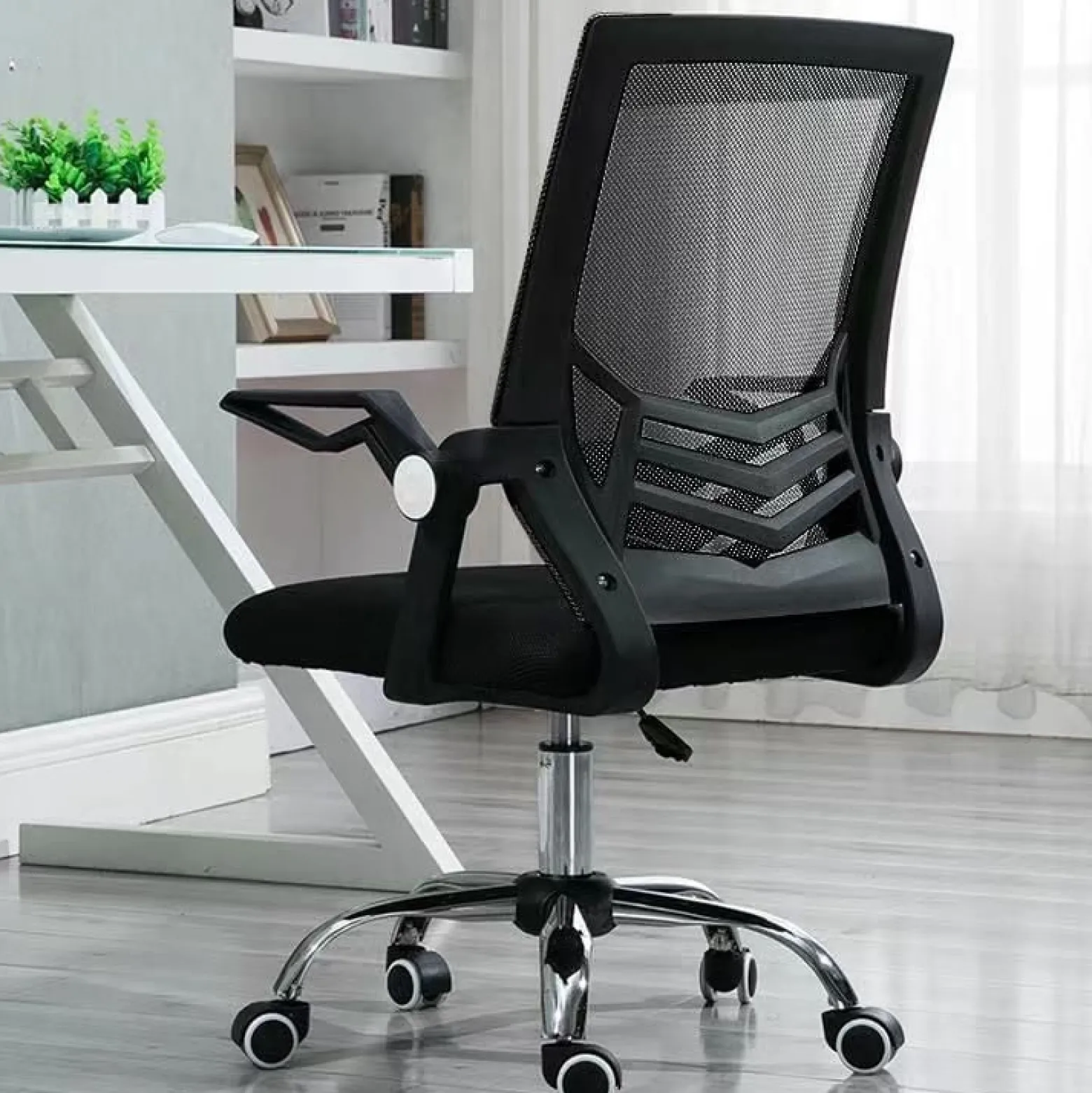 Ergonomiczny obrotowy fotel biurowy, krzesło z siatki czarne