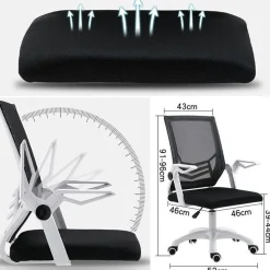 Ergonomiczny obrotowy fotel biurowy, krzesło z siatki czarne