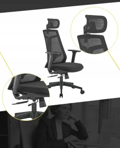 Ergonomiczny fotel biurowy CLASSIC czarny siatka/tkanina