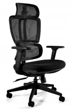 Ergonomiczny fotel biurowy DEAL 023H-1 czarny tkanina/siatka