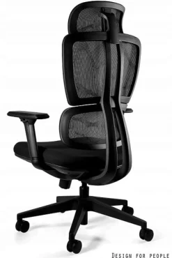 Ergonomiczny fotel biurowy DEAL 023H-1 czarny tkanina/siatka