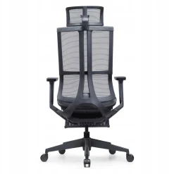 Ergonomiczny fotel z podnóżkiem EXPERTA szary siatka