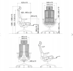 Ergonomiczny fotel z podnóżkiem EXPERTA szary siatka