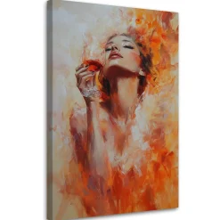 Feeby Obraz na płótnie, Dziewczyna z kieliszkiem wina Pomarańczowy 40x60