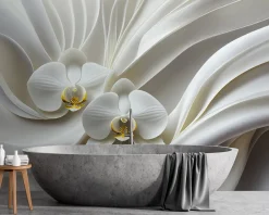 Feeby Fototapeta, Biała orchidea abstrakcja 3D 150x105