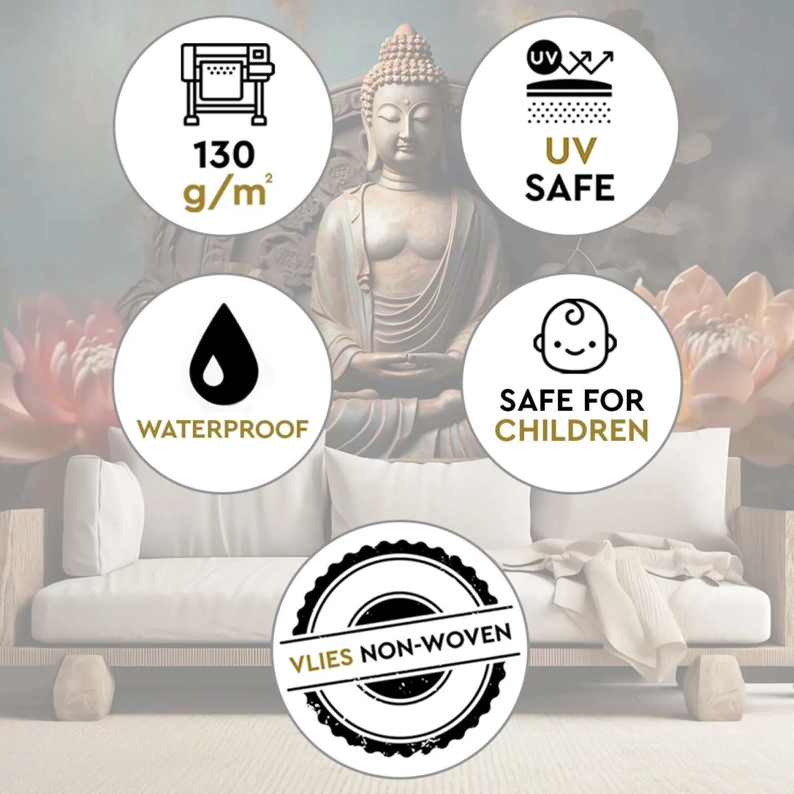 Feeby Fototapeta, Budda Kwiaty Zen 150x105
