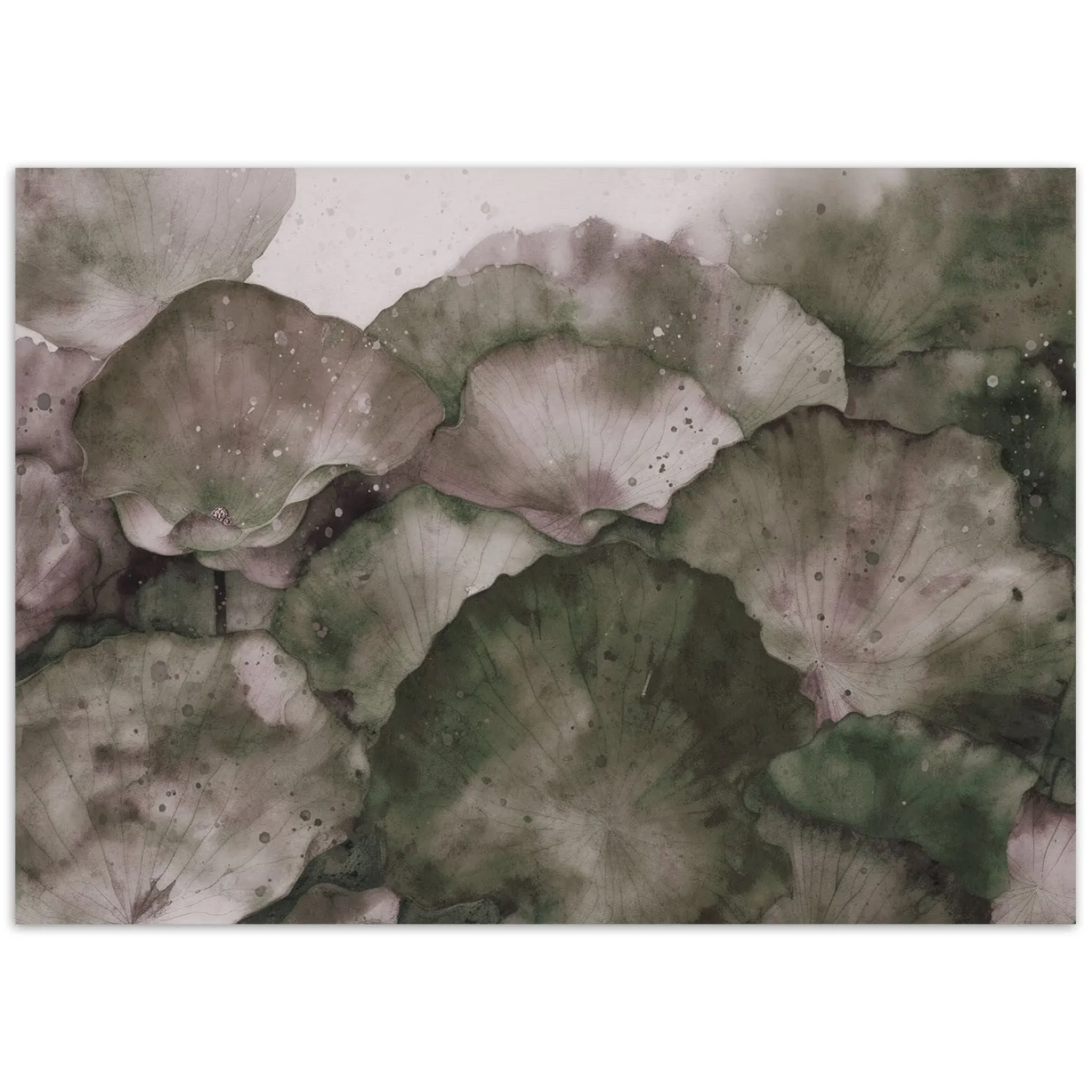 Feeby Fototapeta, Liście lotosu akwarela 150x105