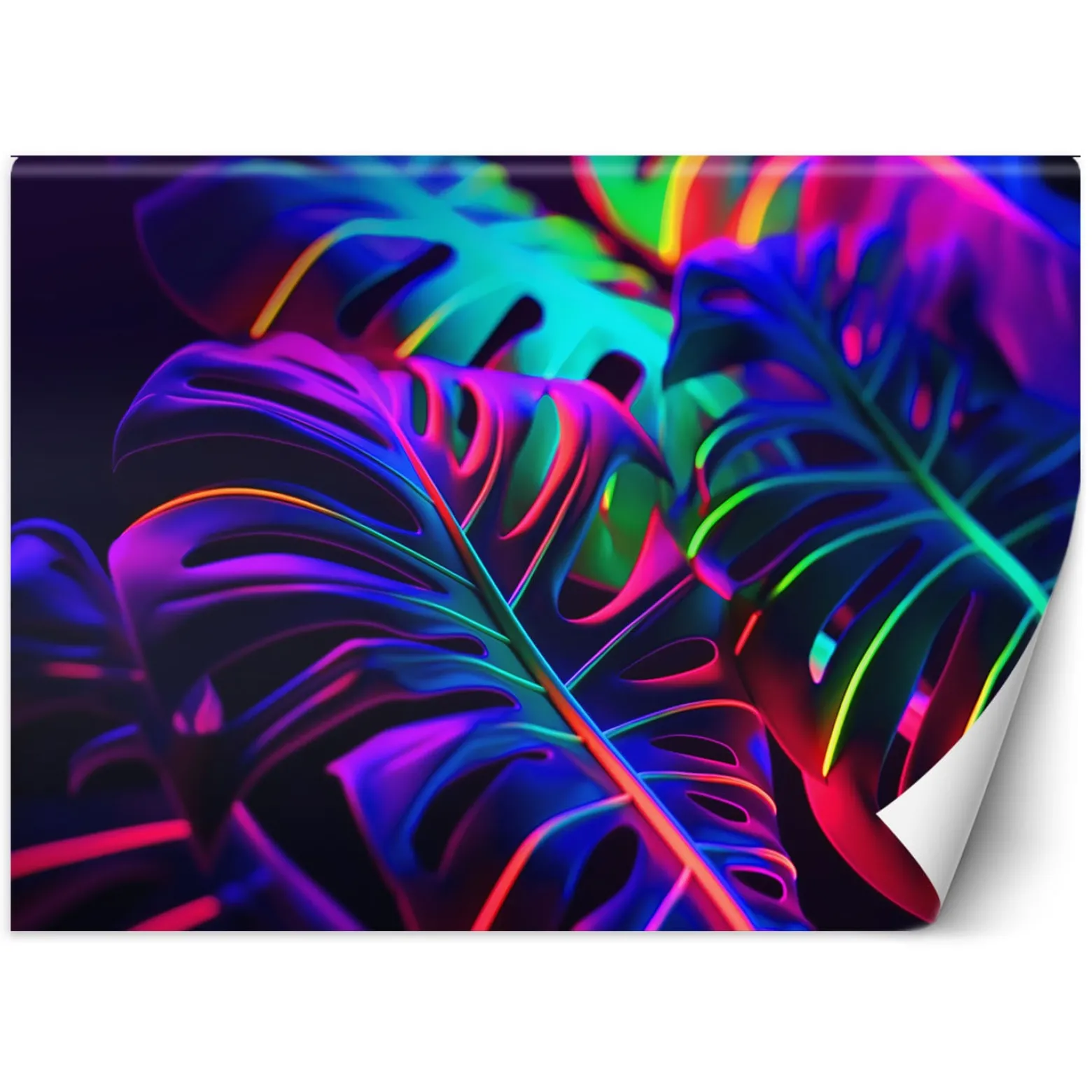 Feeby Fototapeta, Liście monstery w neonowych barwach 150x105