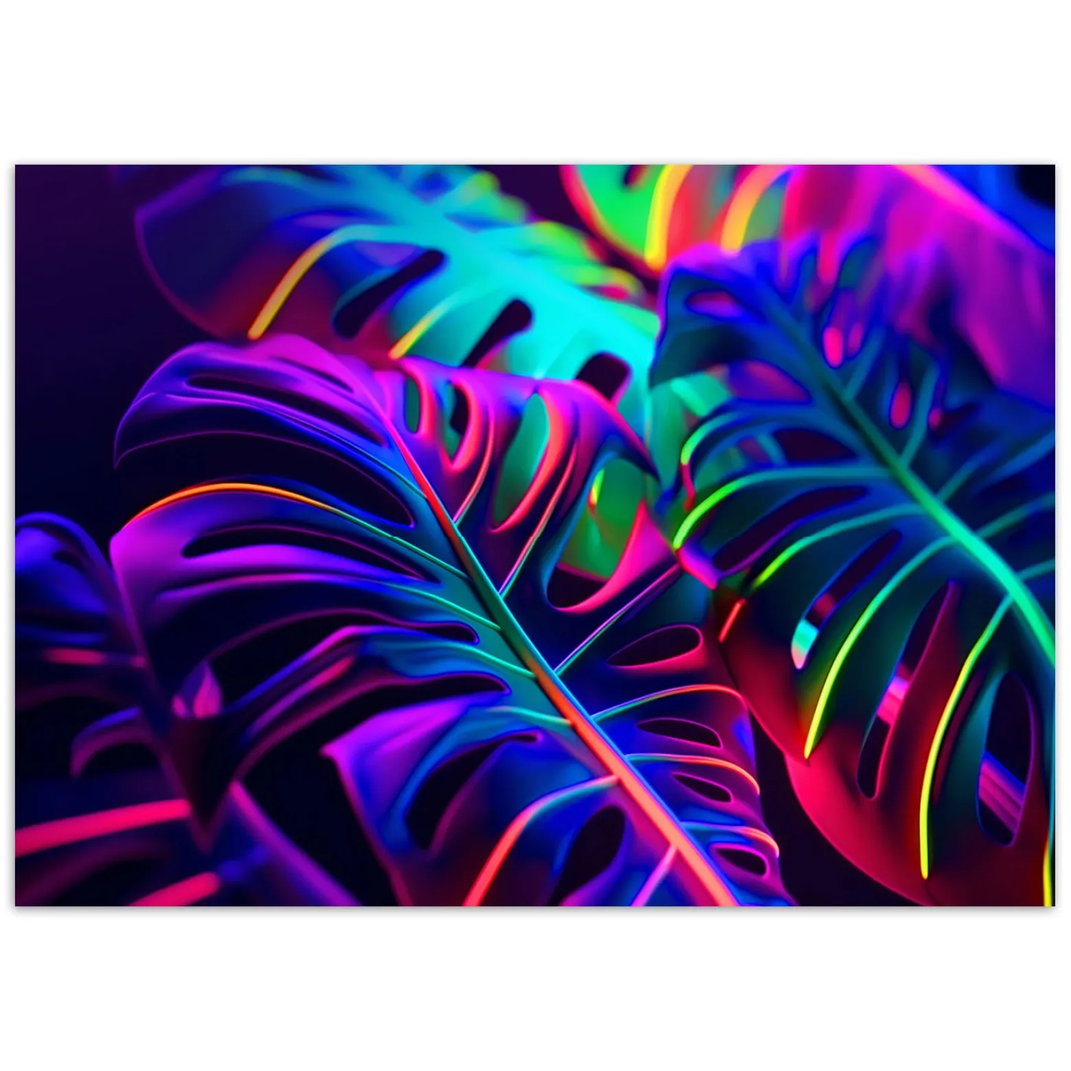 Feeby Fototapeta, Liście monstery w neonowych barwach 150x105