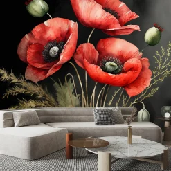 Feeby Fototapeta Malowane czerwone maki