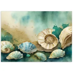 Feeby Fototapeta, muszle morskie turkusowy akryl 150x105