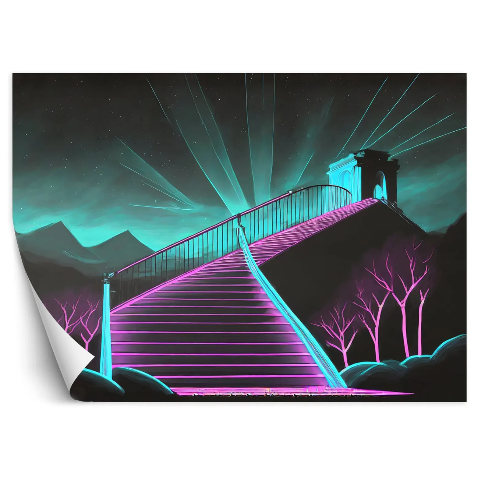 Feeby Fototapeta Schody neonowe Abstrakcja