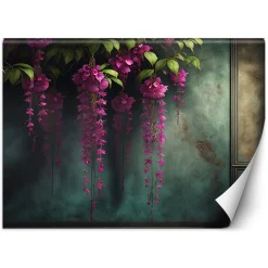 Feeby Fototapeta, Wiszące różowe kwiaty beton 150x105