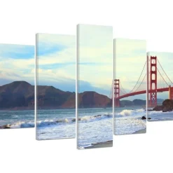 Feeby Obraz 5 częściowy Golden Gate Bridge 150x100